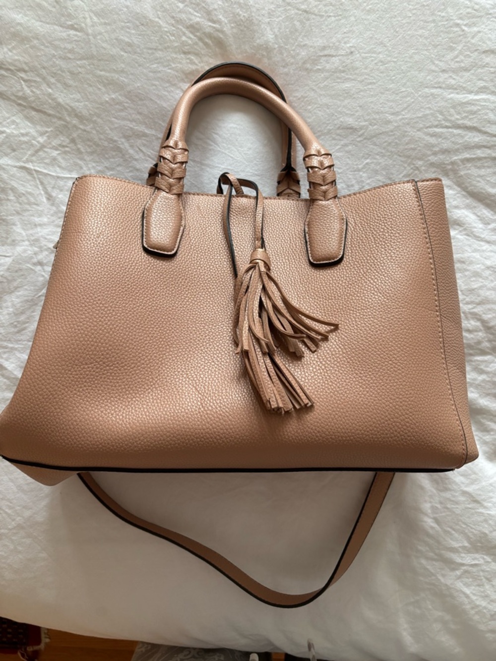 H&M Blush Pinkish taupe Tote with Tassel Accent